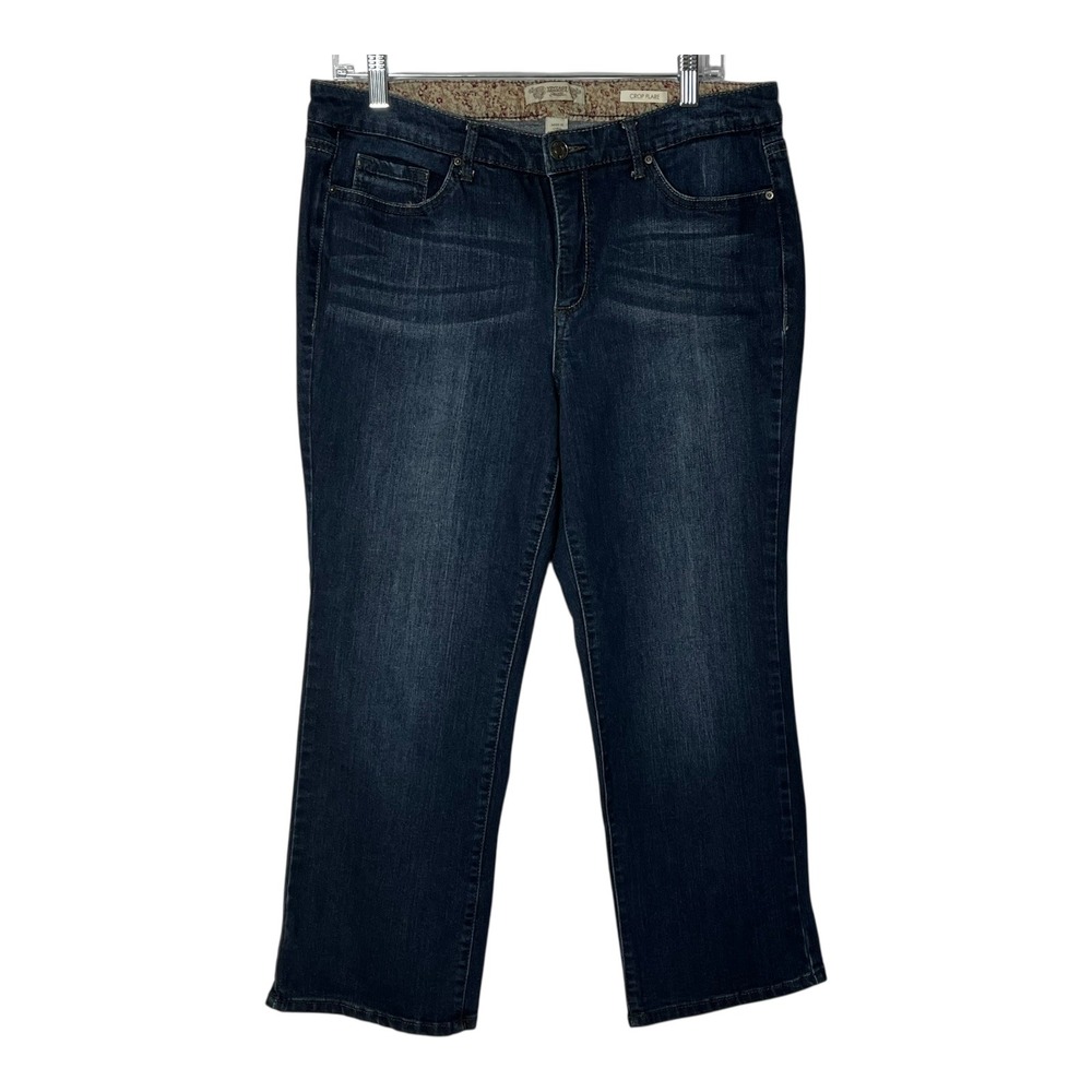 Vintage America Blues Womens 12 Dark Wash Crop Flare Stretch Denim Jeans Missy